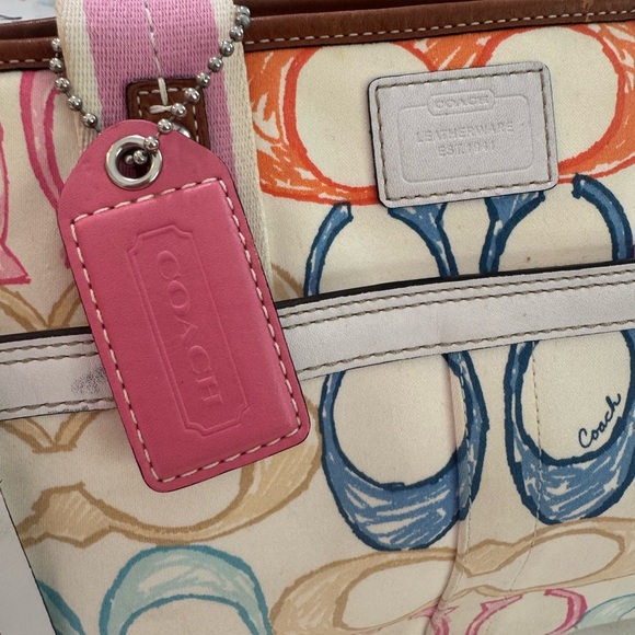 Coach Multicolor Scribble Signature Canvas Tote with Pink Accents - Picture 2 of 11